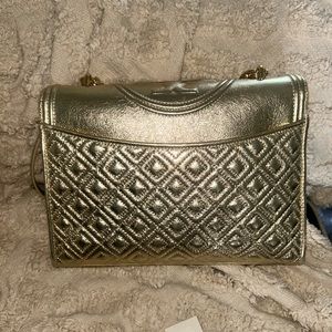 Gold Fleming convertible shoulder Bag soft leather Tory Burch